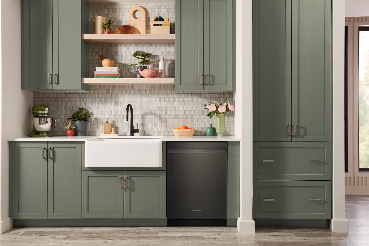 Alt View 11. KitchenAid - 24" Top Control Built-In Dishwasher with Third Rack and ProDry System - Black Ore.