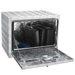 LOVMOR - 24 Inch Aluminum Underbody Truck Box Waterproof Lockable Diamond Plate Storage for Truck Van Trailer