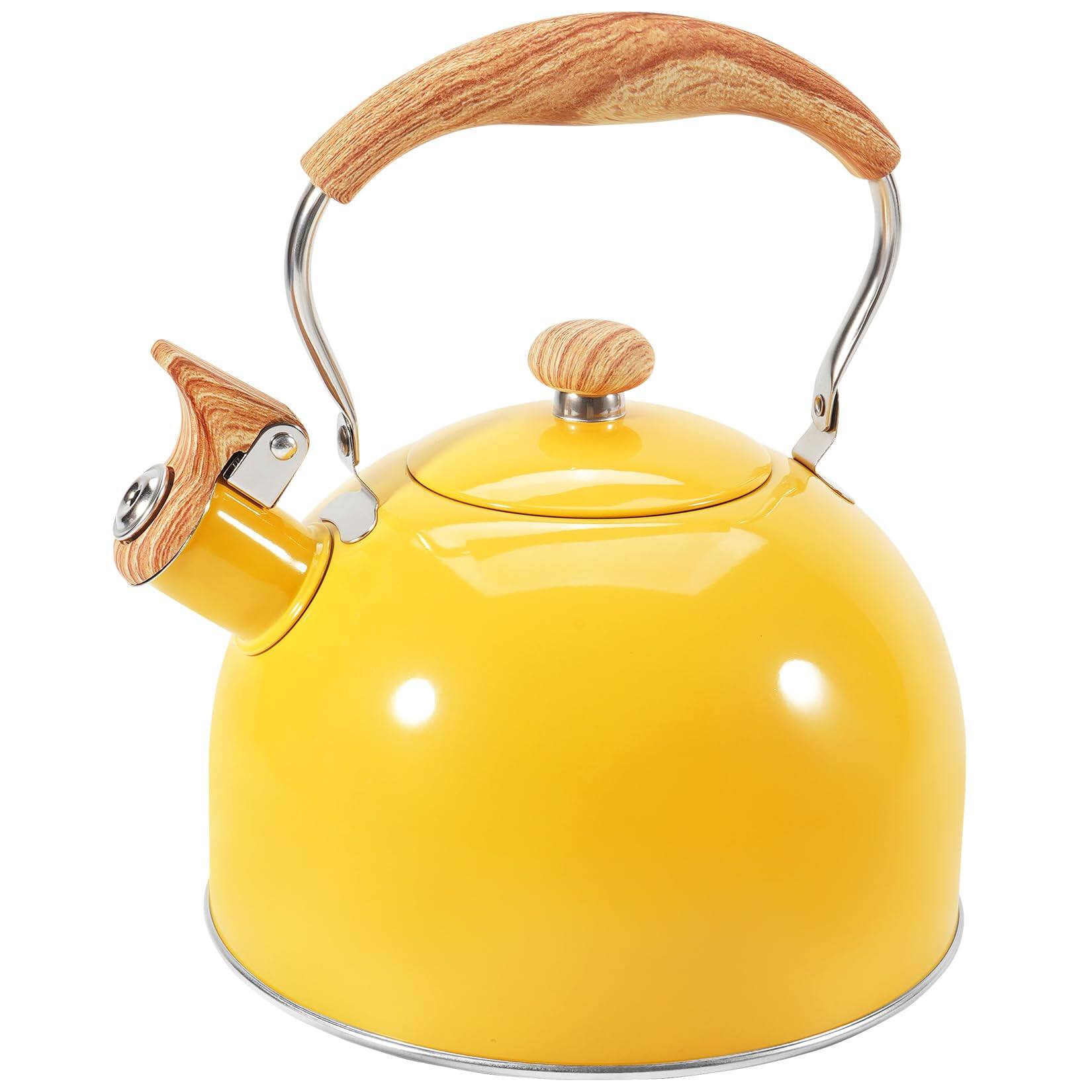 Front. PARKER SLATER - Tea Kettle For Stove Top 85oz/2.6qt Whistling Kettles Boiling Water Milik Or Coffee Pink Stainless Steel Pots With Wo... - Vitality Yellow.