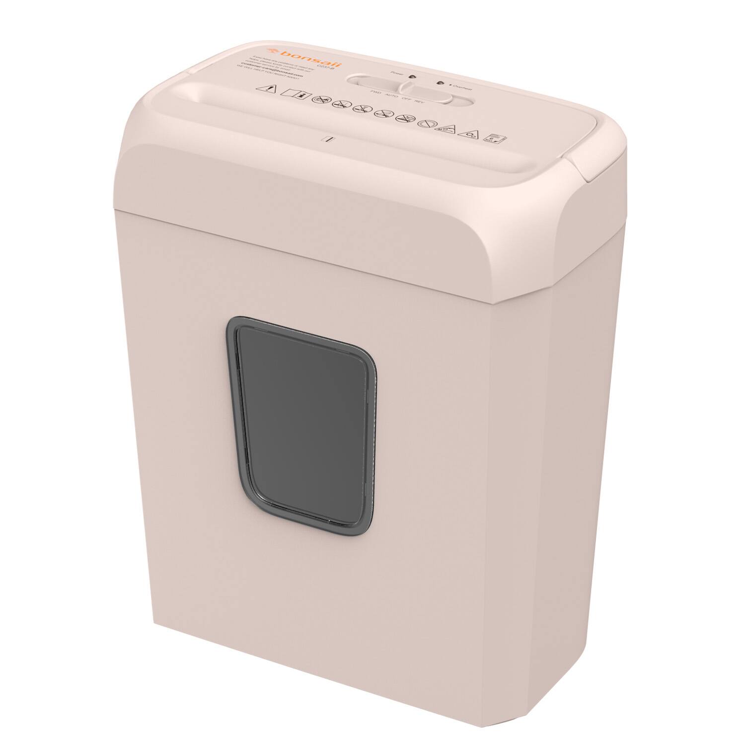 Front. Bonsaii - 6-Sheet Cross-Cut Pink Shredder - P-4 High Security, Compact Design for Home and Office - 3-Minute Continuous Shredding - Pink.