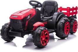 Homhougo - Ride On Tractor Toy for Kids, 12V Ride On Toy with Trailer & Remote Control, Battery Powered Electric Vehicles with - Red