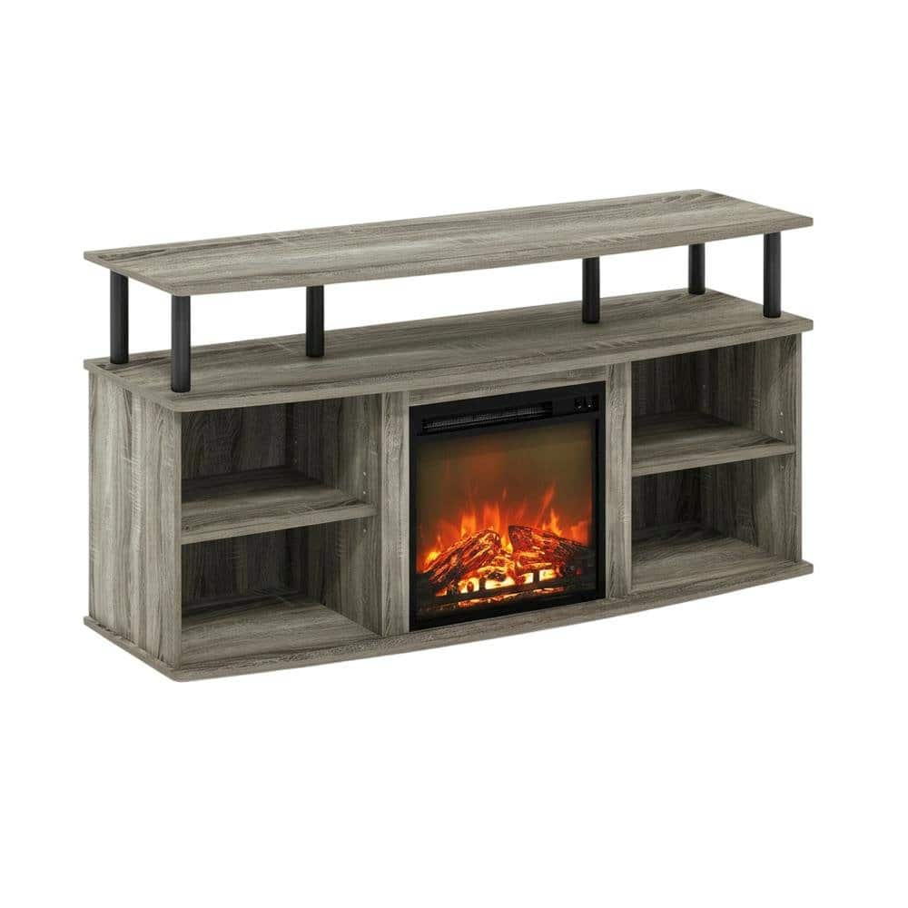 FurniFact - open shelving TV stand, 55-inch displays, solid rubberwood - Gray price history on PriceWatchPro