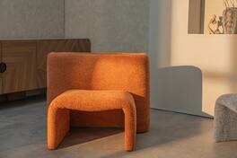 Acanva - Cocoon Moss and Cocoon Snow Lounge Chair with Fleece Upholstery - Burnt brick