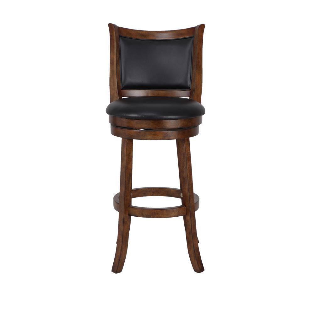 Alt View 1. New Classic Furniture - Bristol Wood Swivel Bar Stool with PU Seat in Dark Brown - Brown.