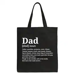 OrnamentallyYou - Personalized Dad Definition Canvas Tote Bag, Funny Fathers Day Gift Shopper - Black