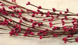 BreeBe - Wispy Pip Berry Garland - 4 Ft. - Red - Red, Brown