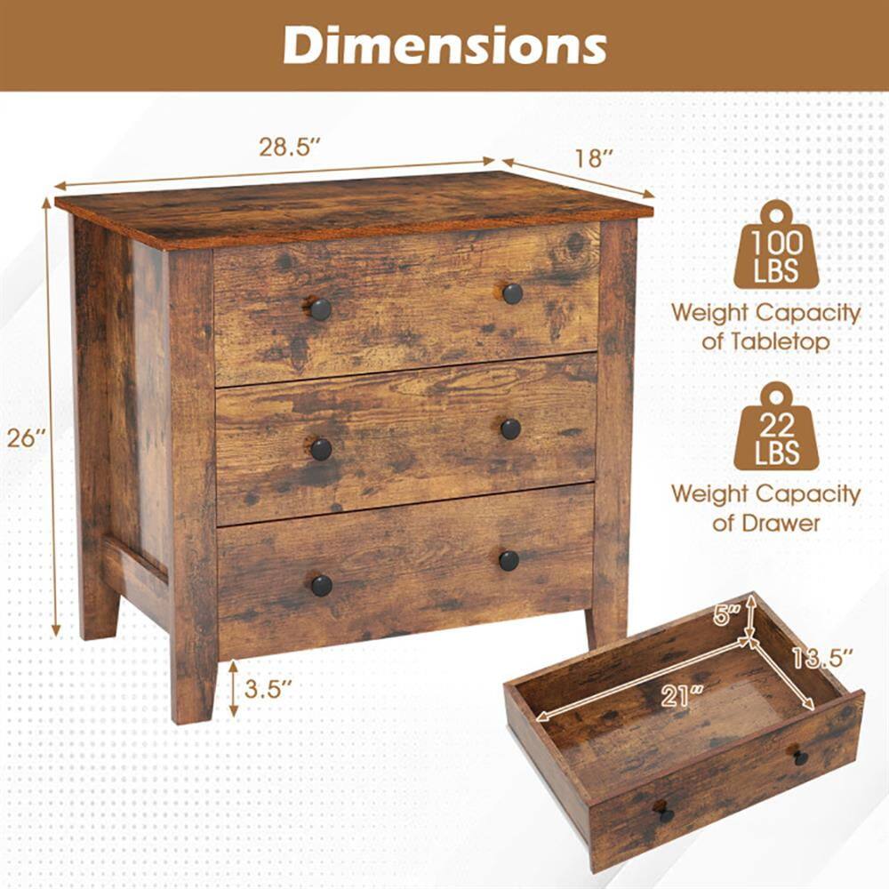 Dimensions:  
- 28.5"  
- 18"  
- 26"  
- 3.5"  

Weight Capacity:  
- 100 LBS (Tabletop)  
- 22 LBS (Drawer)  

Drawer Dimensions:  
- 21"  
- 13.5"