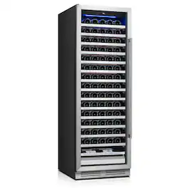 Yeego - 24" Wine Cooler Refrigerator, 165-Bottle Built-In Wine Fridge with Inverter Compressor - Stainless Steel