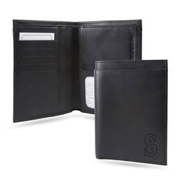 Rico Industries - Seattle Mariners Black Leather Traveling RFID Blocking Wallet with 14 total slots / pockets - Multi