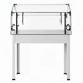 RYHNUYNE - Raised Garden Bed with Greenhouse Cover, Elevated Tall Planter Box, Powder-Coated Metal Frame - White