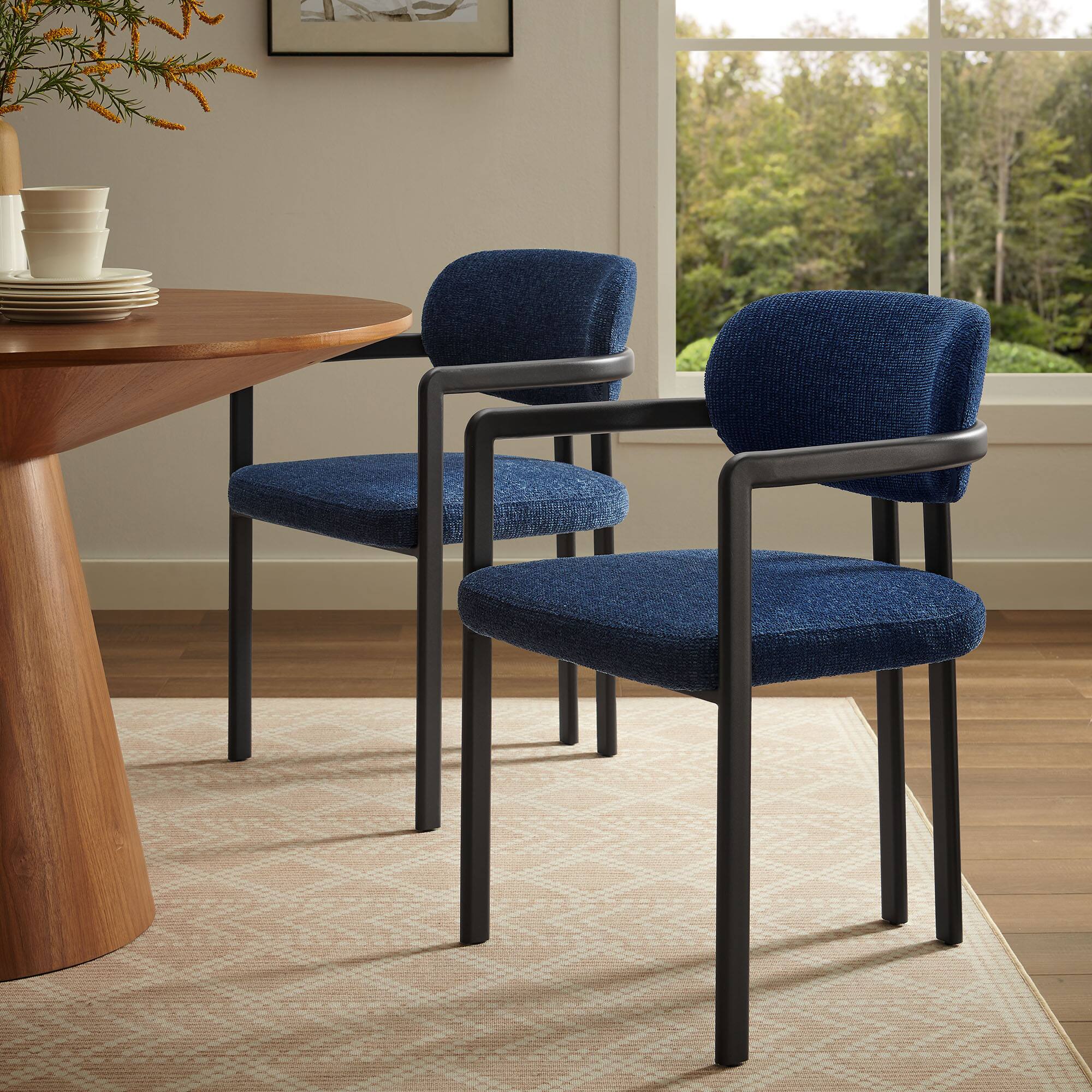 Alt View 5. Modway - Elio Barrel Fabric and Metal Dining Chair by Modway - Blue.