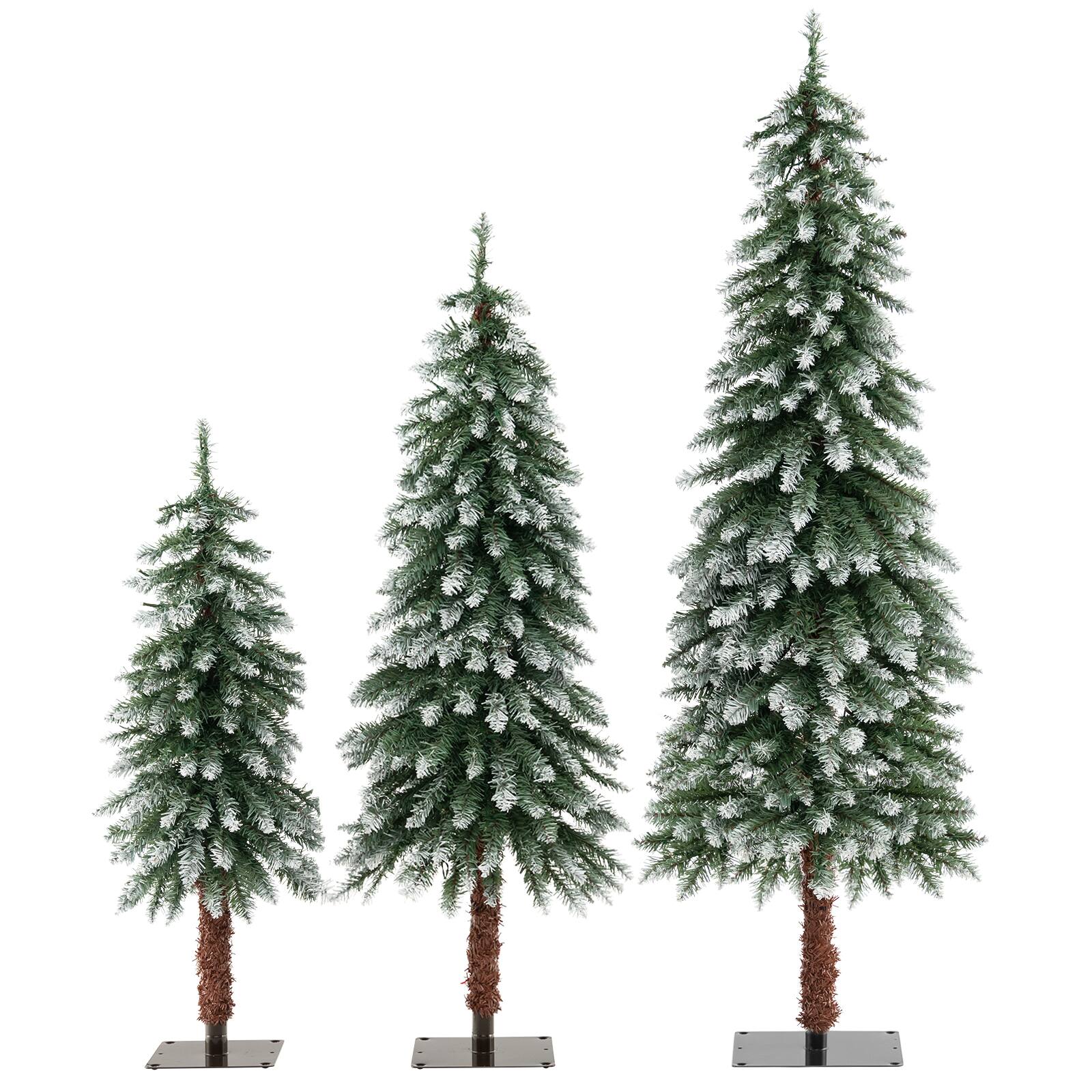 Alt View 19. Costway - Pre-Lit Christmas Tree Set of 3 Slim Artificial Lighted Xmas Decoration 3/4/5 FT - Green/White.