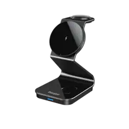 Energizer - 3-in-1 Metal 15W Magnetic MagSafe/Qi2 15W, Universal Charging Station/Stand for Phones + AirPods + Apple Watch - Black