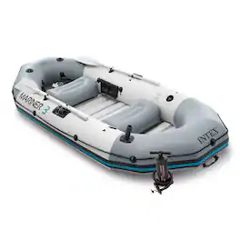 Intex - 68373EP Mariner 3-Person Inflatable River/Lake Dinghy Boat and Oars Set - Gray