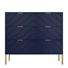 Boyel Living - Modern 3 Drawer Dresser Chest with Gold Metal Legs - Blue