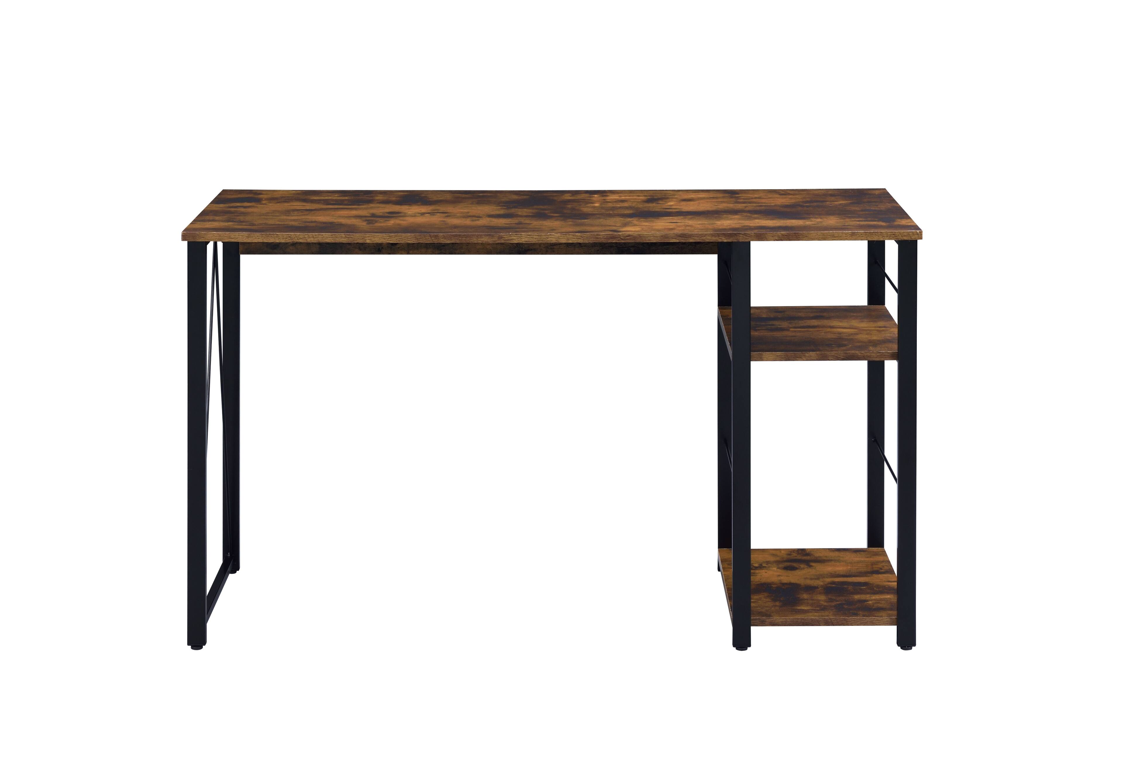 Left. TinyHomie - Vadna Weathered Oak and Black Finish Writing Desk - Black and Oak.