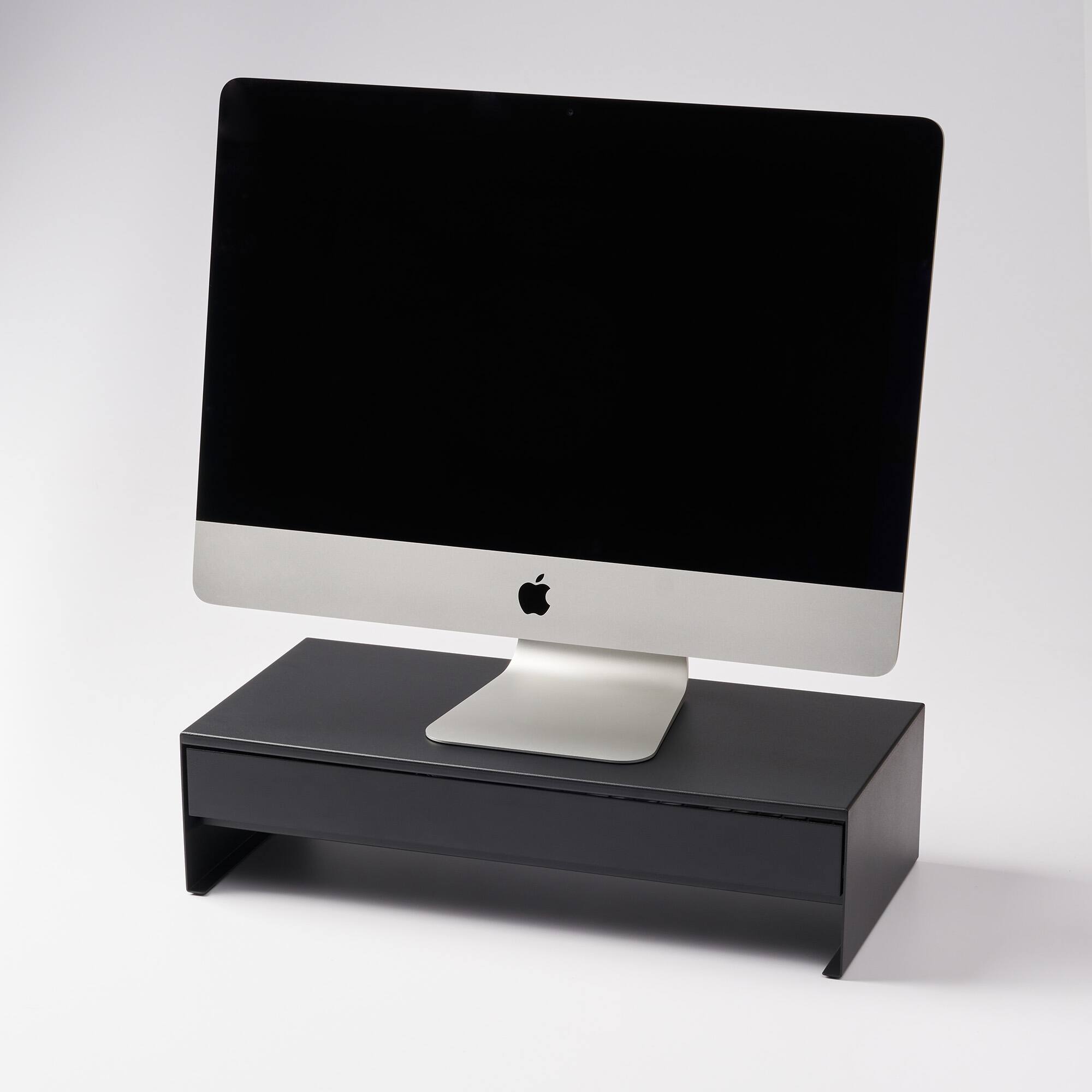 Alt View 10. Yamazaki Home - Monitor Stand With Drawer - Steel - Black.