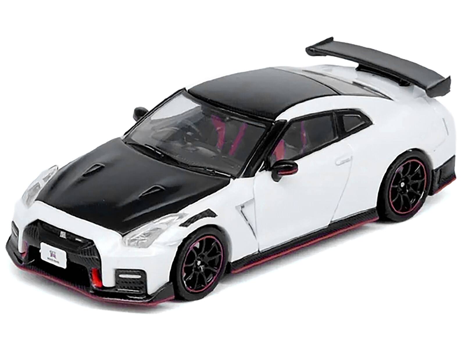 Alt View 1. Inno Models - Nissan GT-R (R35) Nismo RHD (Right Hand Drive) White with Carbon Hood and Top 1/64 Diecast Model Car by Inno Models.