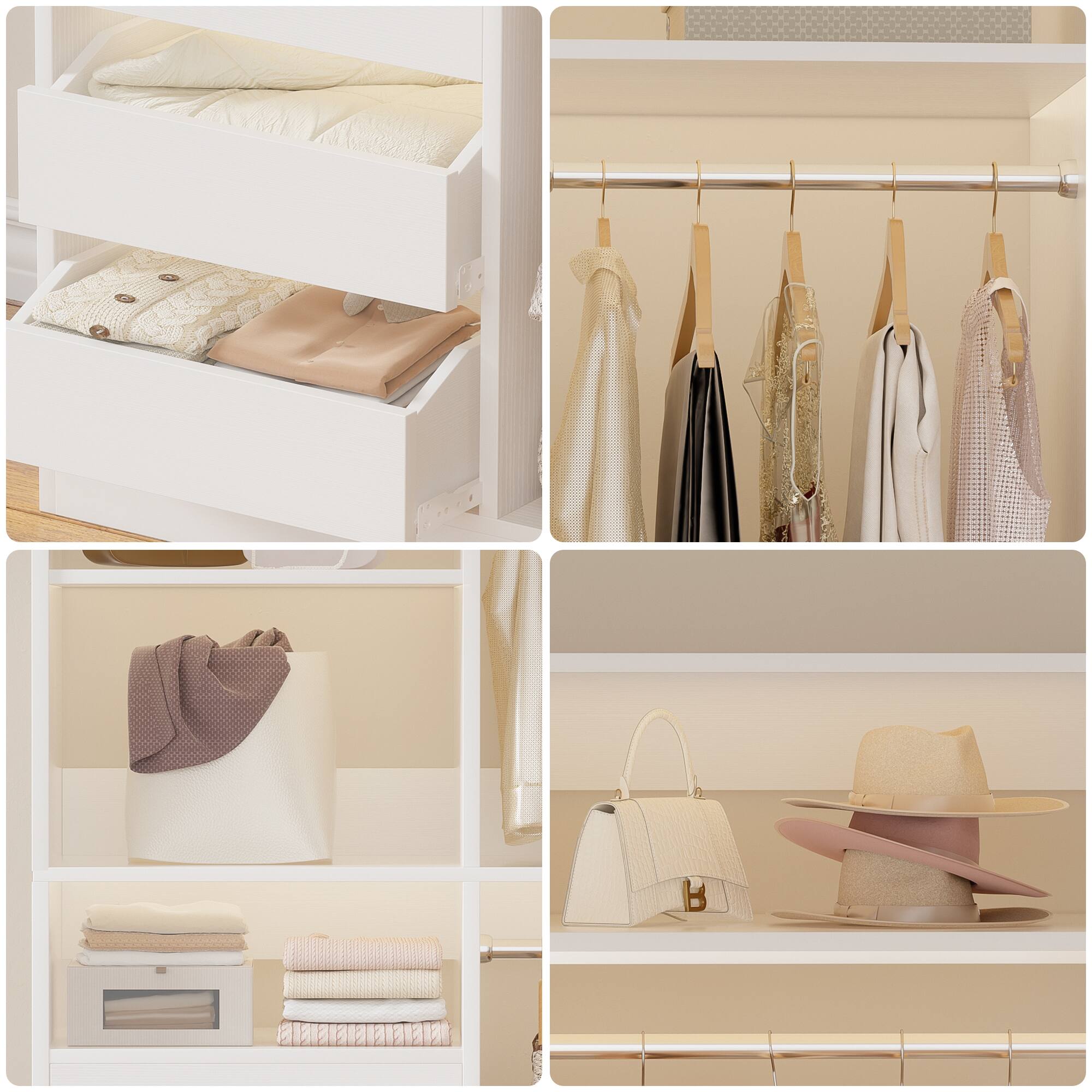 Alt View 3. Aheaplus - 2-Set 72" Heavy Duty Walk-in Wardrobe, Closet Organizer with 6 Drawers & 4 Hanging Rods for Home/Garage - White.