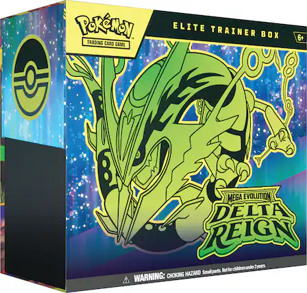 Pokémon Trading Card Game
Elite Trainer Box
6+
Mega Evolution Delta Reign
WARNING: CHOKING HAZARD Small parts. Not for children under 3 years.
