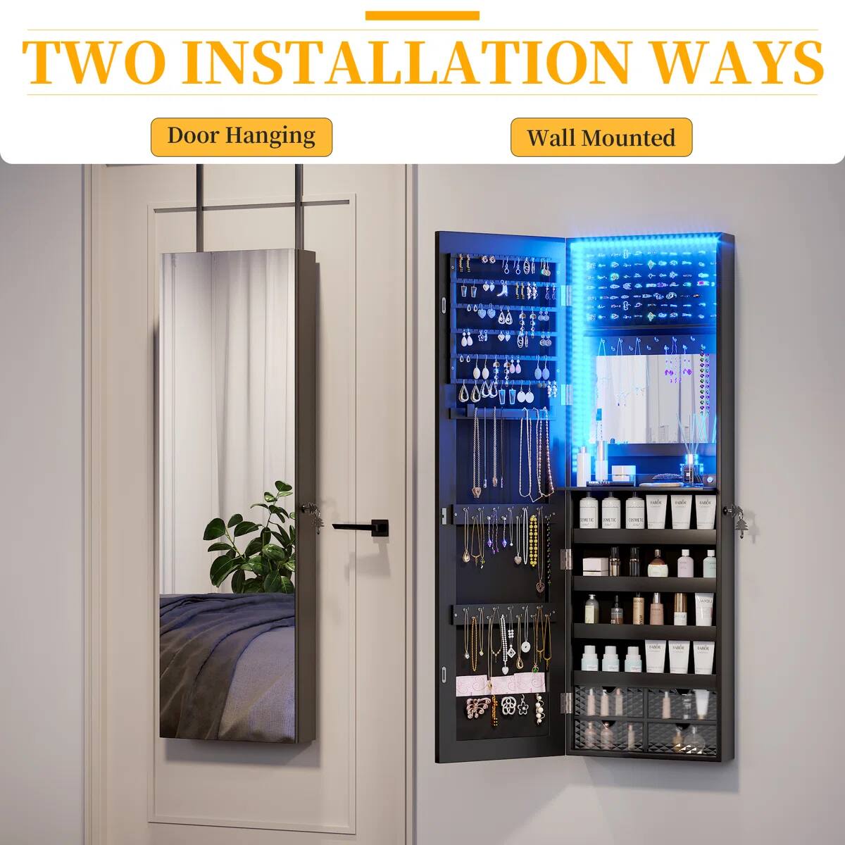 TWO INSTALLATION WAYS  
Door Hanging  
Wall Mounted