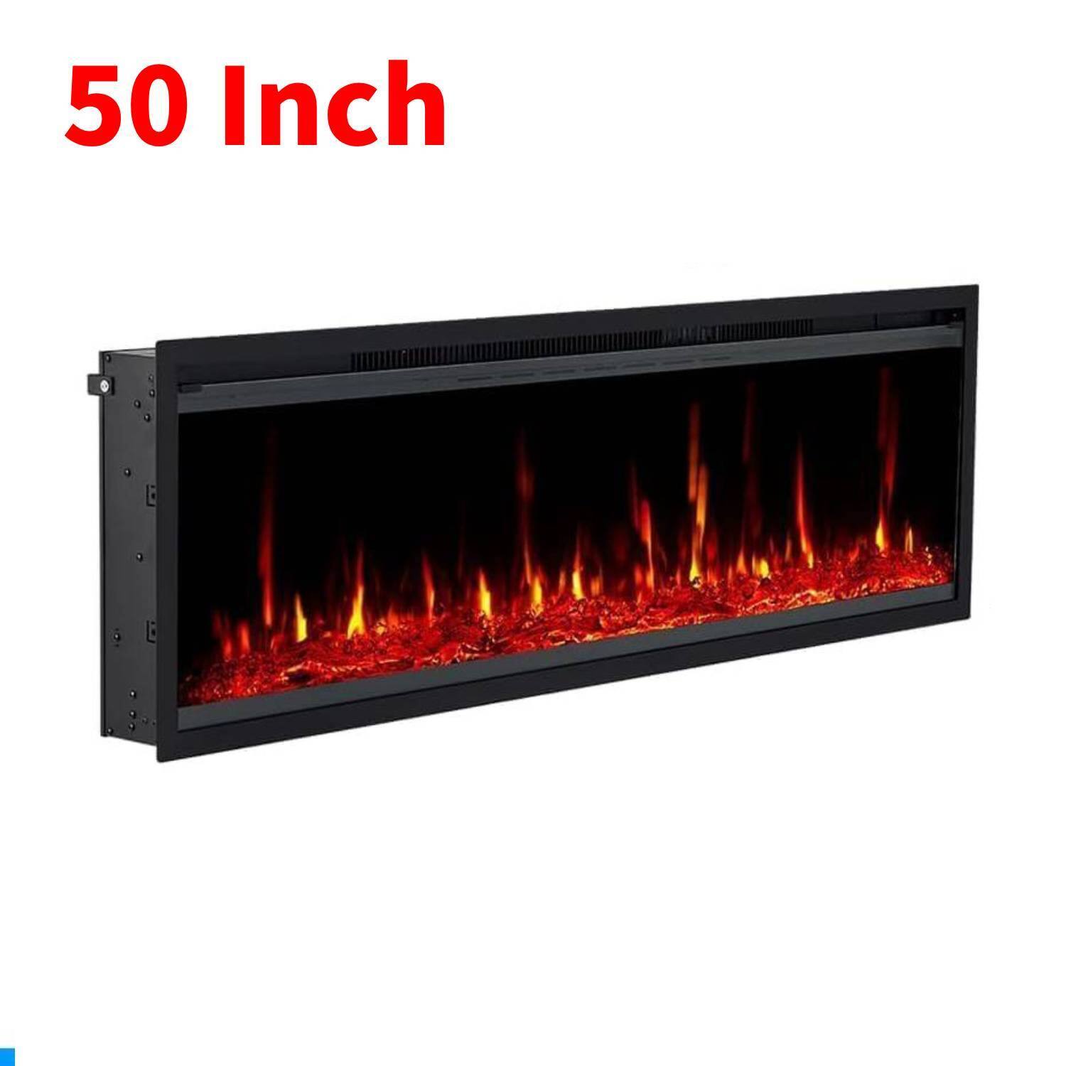 Qeetex - Wall Mounted 50" Electric Fireplace Heater with Remote Control, 750W/1500W with Timer