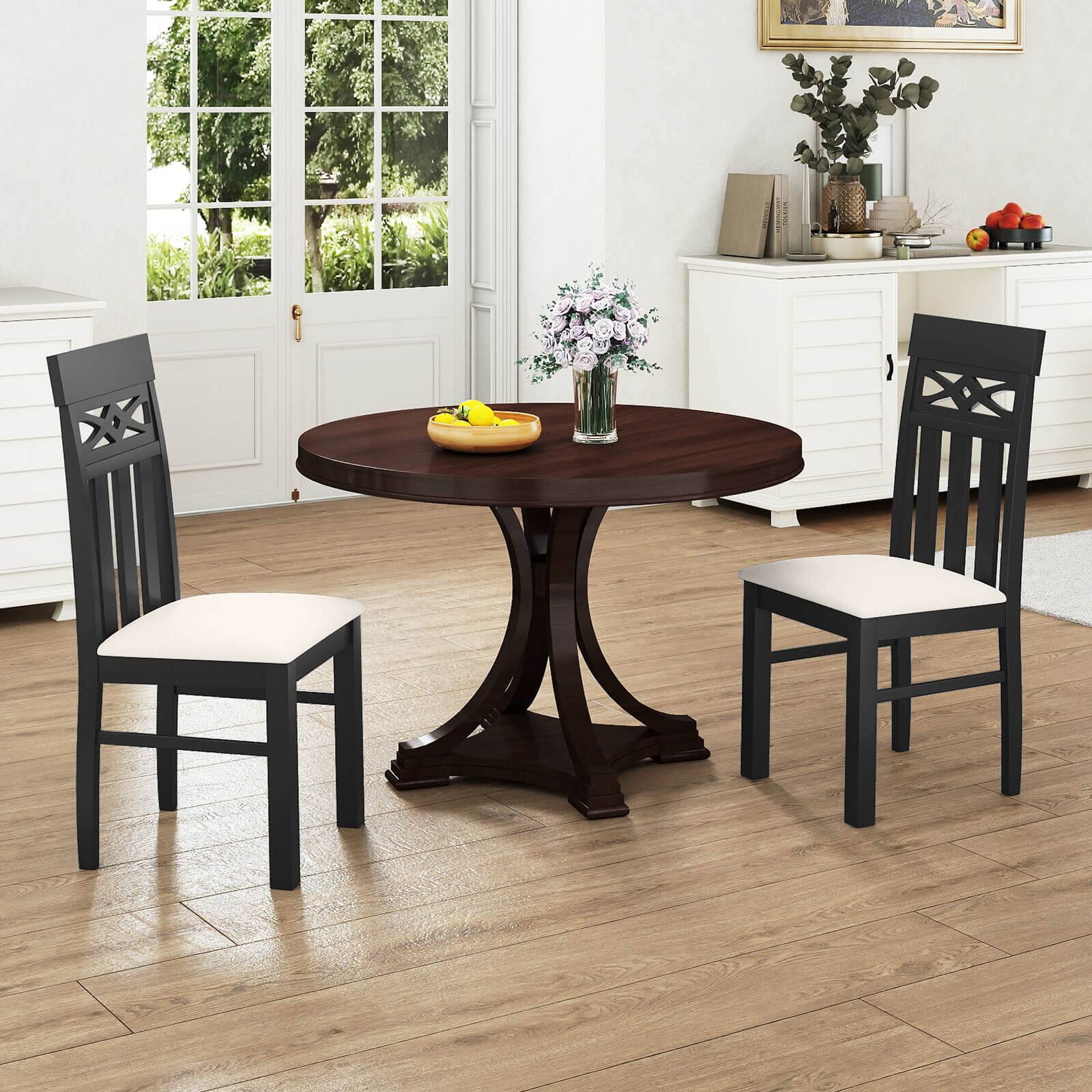 Alt View 3. Costway - Costway Dining Chairs Set of 4, High Back Dining Room Chairs with Padded Seat for Kitchen - Black,Beige.