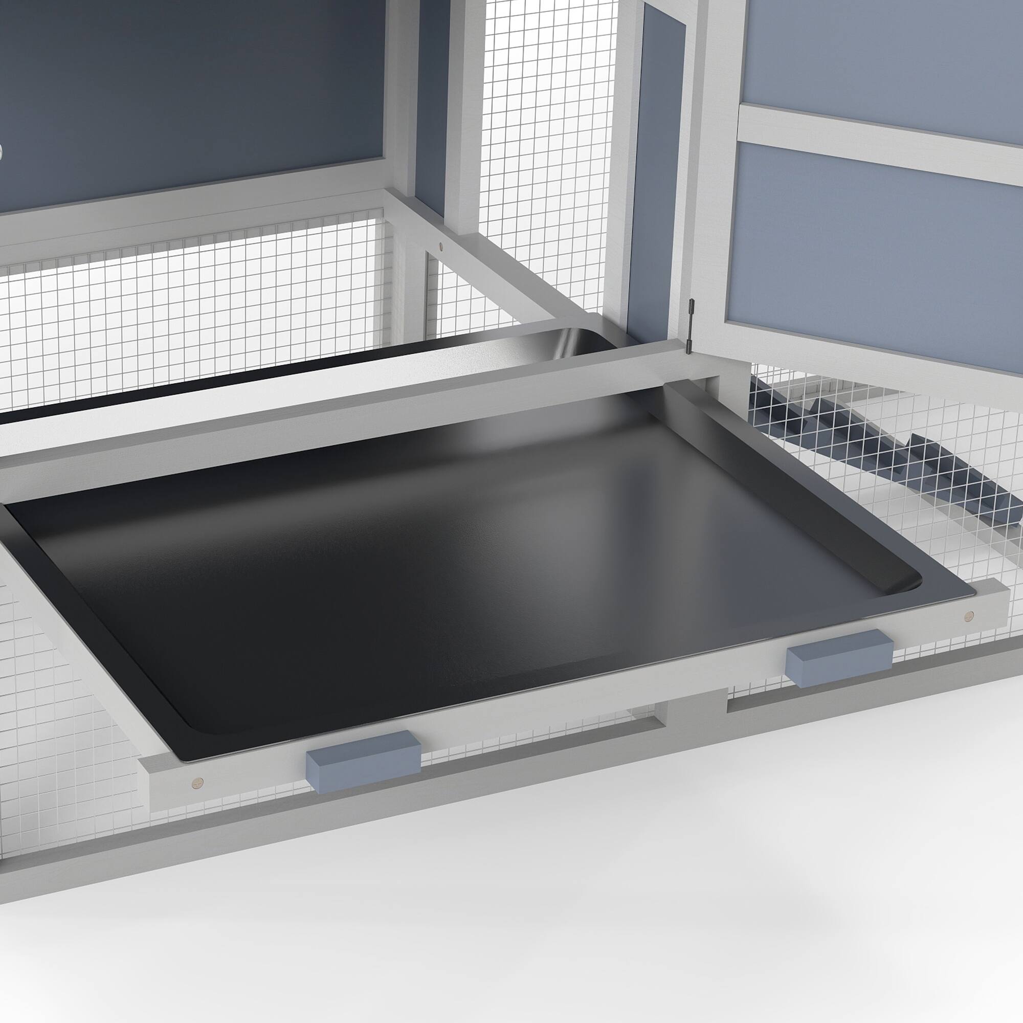 Back. Boyel Living - Gray Outdoor Chicken Coop Wooden Hen House with Nesting Box Run Resting Room Ramp PullOut Tray with Pine Wood and Gal - Gray.