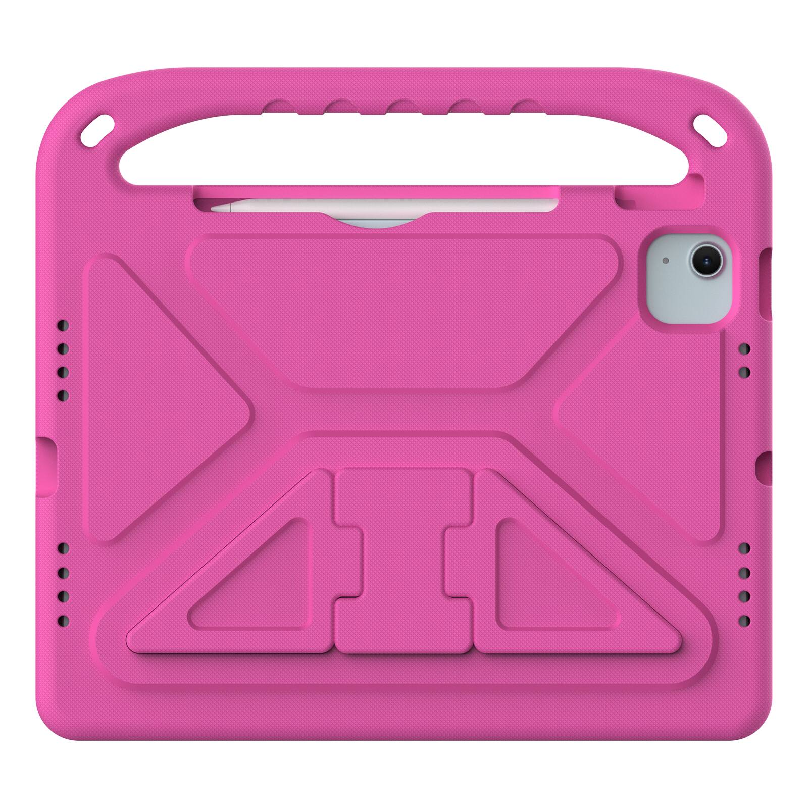 Angle. UUCOVER - Lightweight EVA Case for iPad Air 11-inch M4 M3 M2 (2026/2025/2024) Shockproof Handle Kickstand Anti-Slip Cover - Rose.