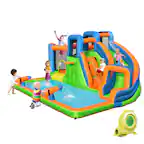 Front. Gymax - Gymax Inflatable Water Slide Giant Bounce Castle w/ Dual Climbing Walls & 735W Blower.