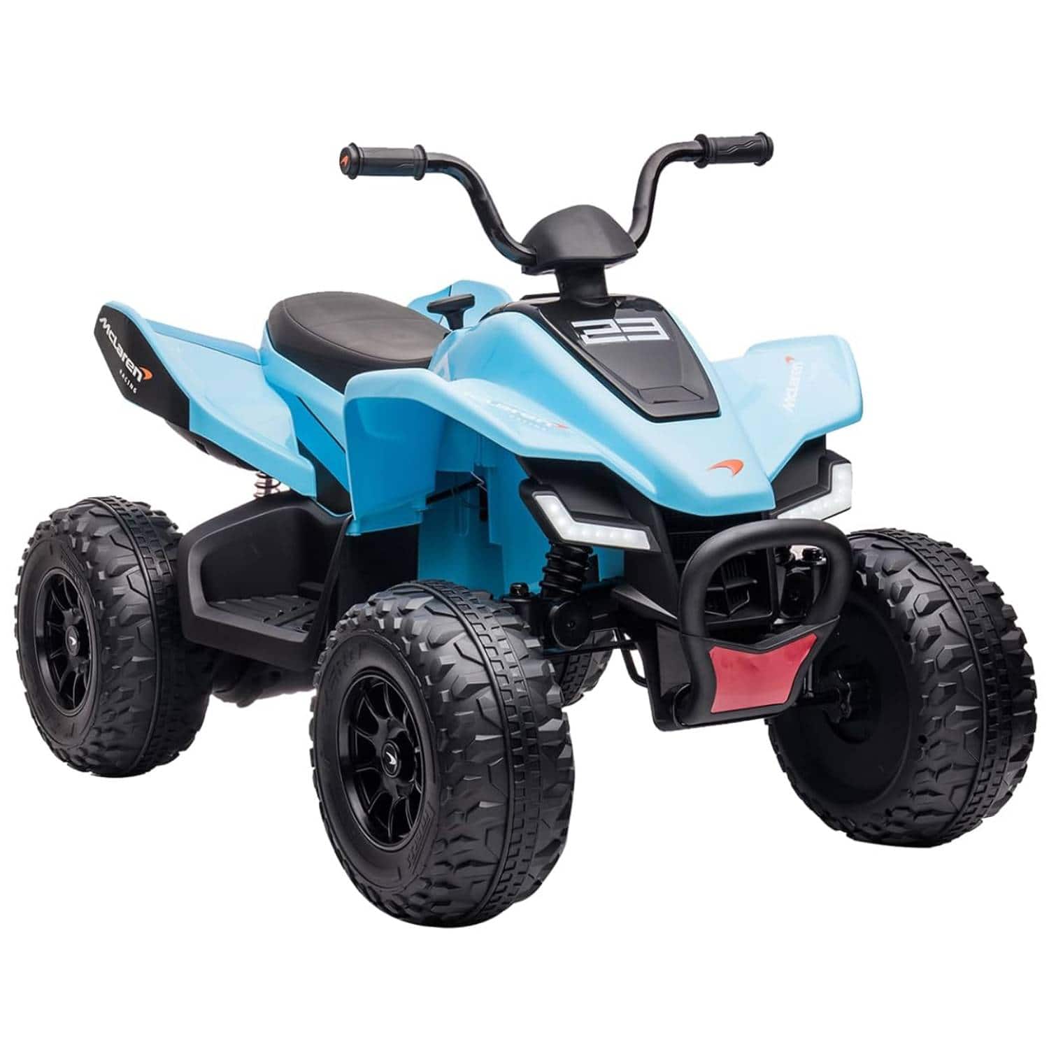 Babevy - Officially Licensed McLaren 24V Kids Electric Ride-On ATV, 4-Wheeler, LED Lights, MP3 - Blue