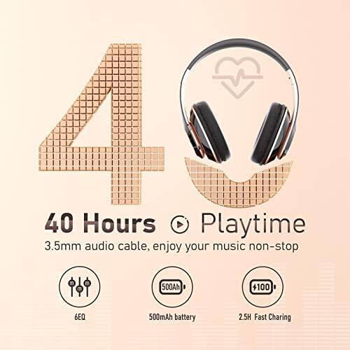 40 Hours Playtime  
3.5mm audio cable, enjoy your music non-stop  
6EQ  
500mAh battery  
2.5H Fast Charging