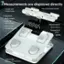7 Measurements are displayed directly, with a 1.5m retractable handle. The device also has 4 electrodes, Bluetooth, and a body weight scale. Additionally, it measures body fat percentage, body water percentage, and muscle mass. The platform has 4 electrode pads for use.