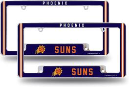 Rico Industries - Phoenix Suns Basketball (Set of 2) Chrome Metal License Plate Frames with Bold Full Frame Design - Multi