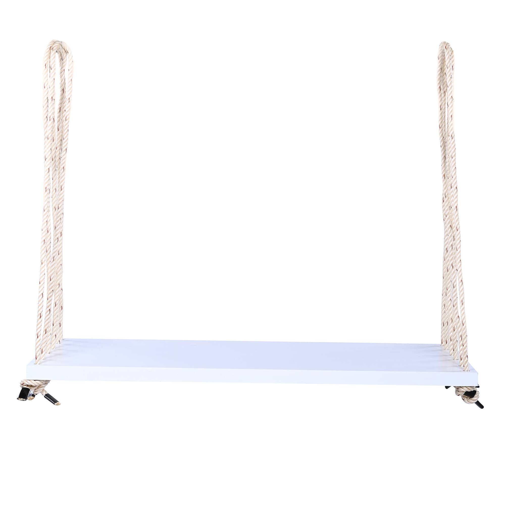 Alt View 8. GOODSILO - Acacia Wood Patio Swing Chair - Hanging Porch Bench with Cushion & Ropes for Garden, Backyard, Lawn - White.