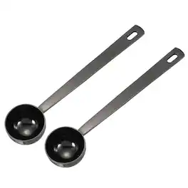 Unique Bargains - 2pcs Measuring Spoon, 10ml Long Handle Table Scoop Teaspoon for Coffee Tea Sugar Cooking Baking - Black