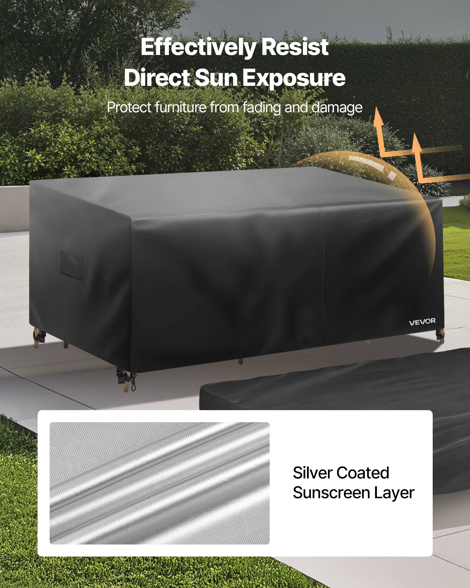 Effectively Resist Direct Sun Exposure, Protect furniture from fading and damage, VEVOR, Silver Coated Sunscreen Layer
