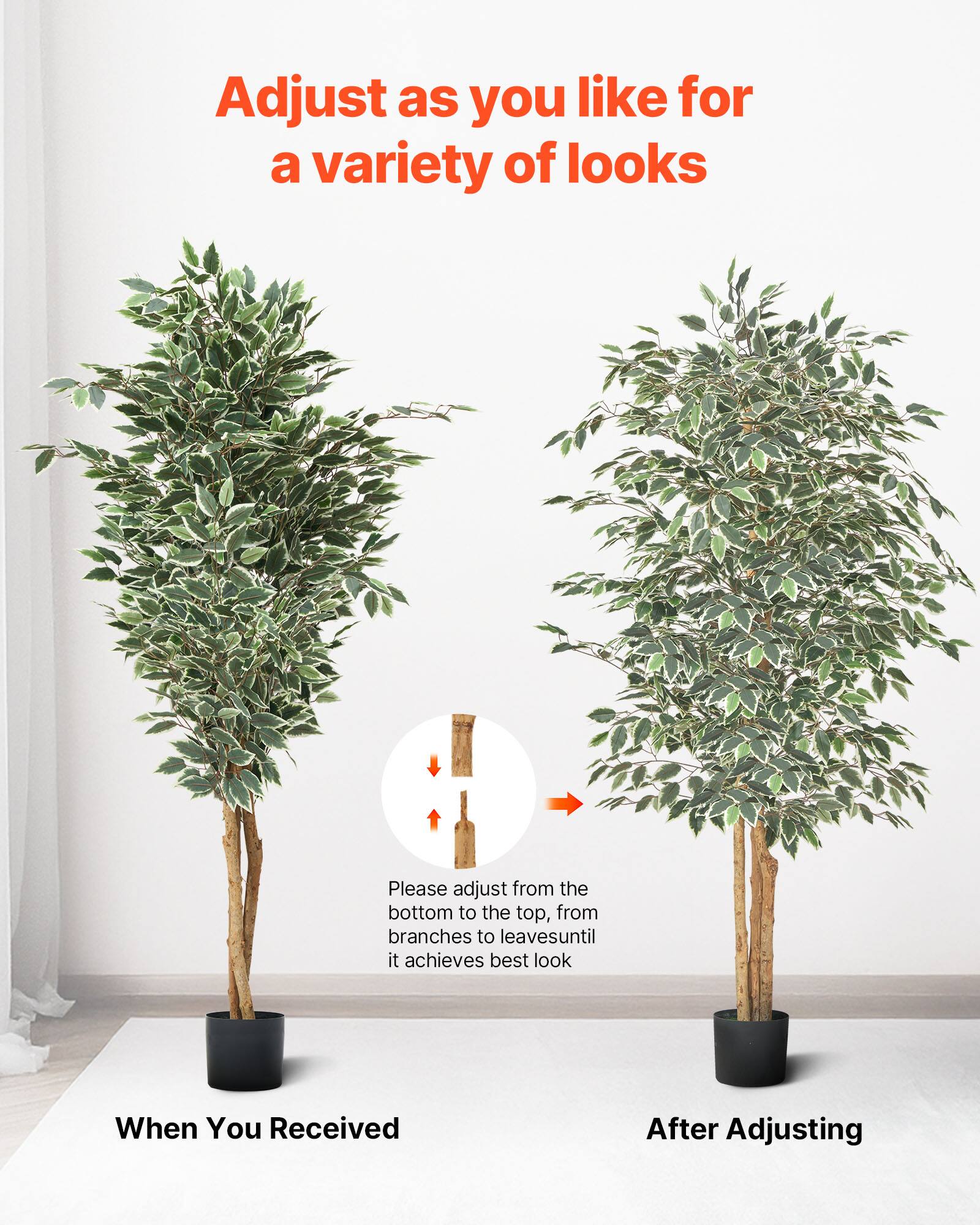 Adjust as you like for a variety of looks

Please adjust from the bottom to the top, from branches to leaves until it achieves best look

When You Received

After Adjusting