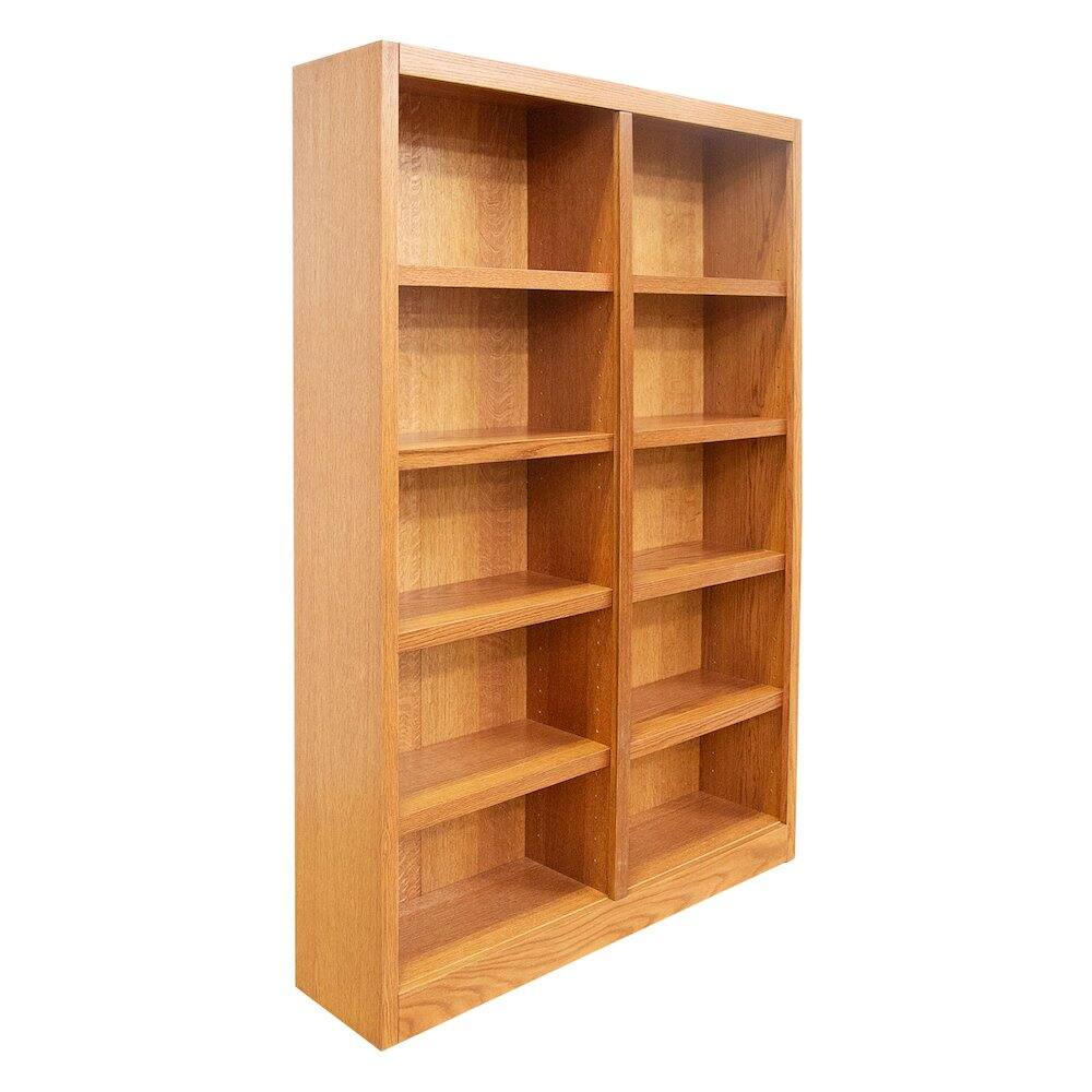 Angle. Concepts in Wood - Double Wide Bookcase 10 Shelves Dry Oak Finish - Brown.