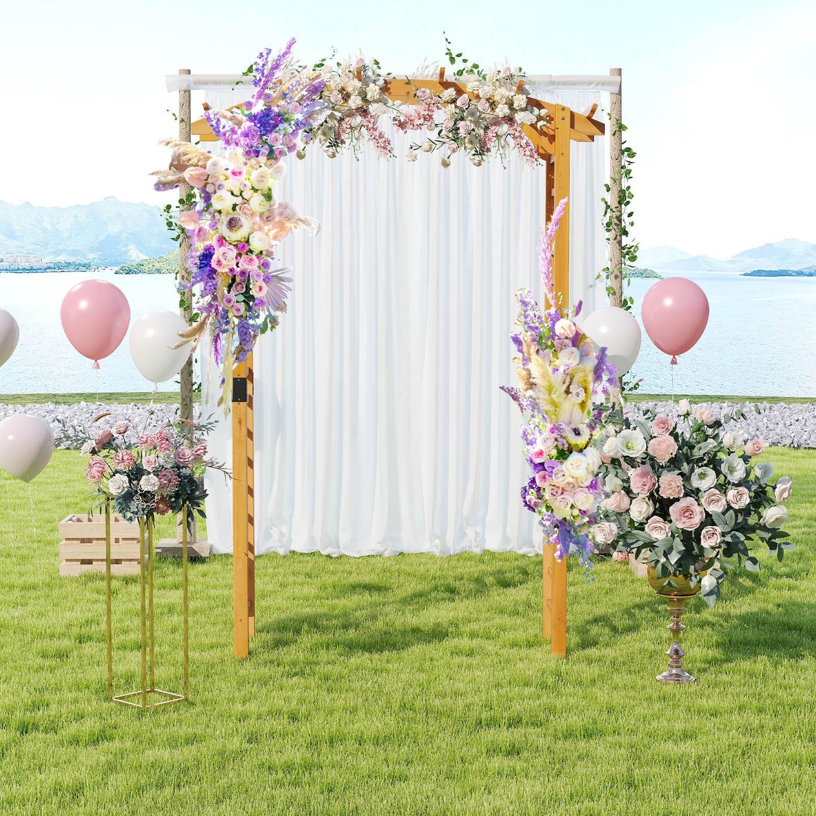 Alt View 4. Gymax - Gymax 7.5 FT Garden Arch Wooden Arbor Outdoor Wood Trellis for Climbing Plants - Orange.