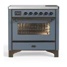 ILVE - Majestic II 36 inch Induction Range with 5 Elements ( Burnished Trim) - Blue Grey