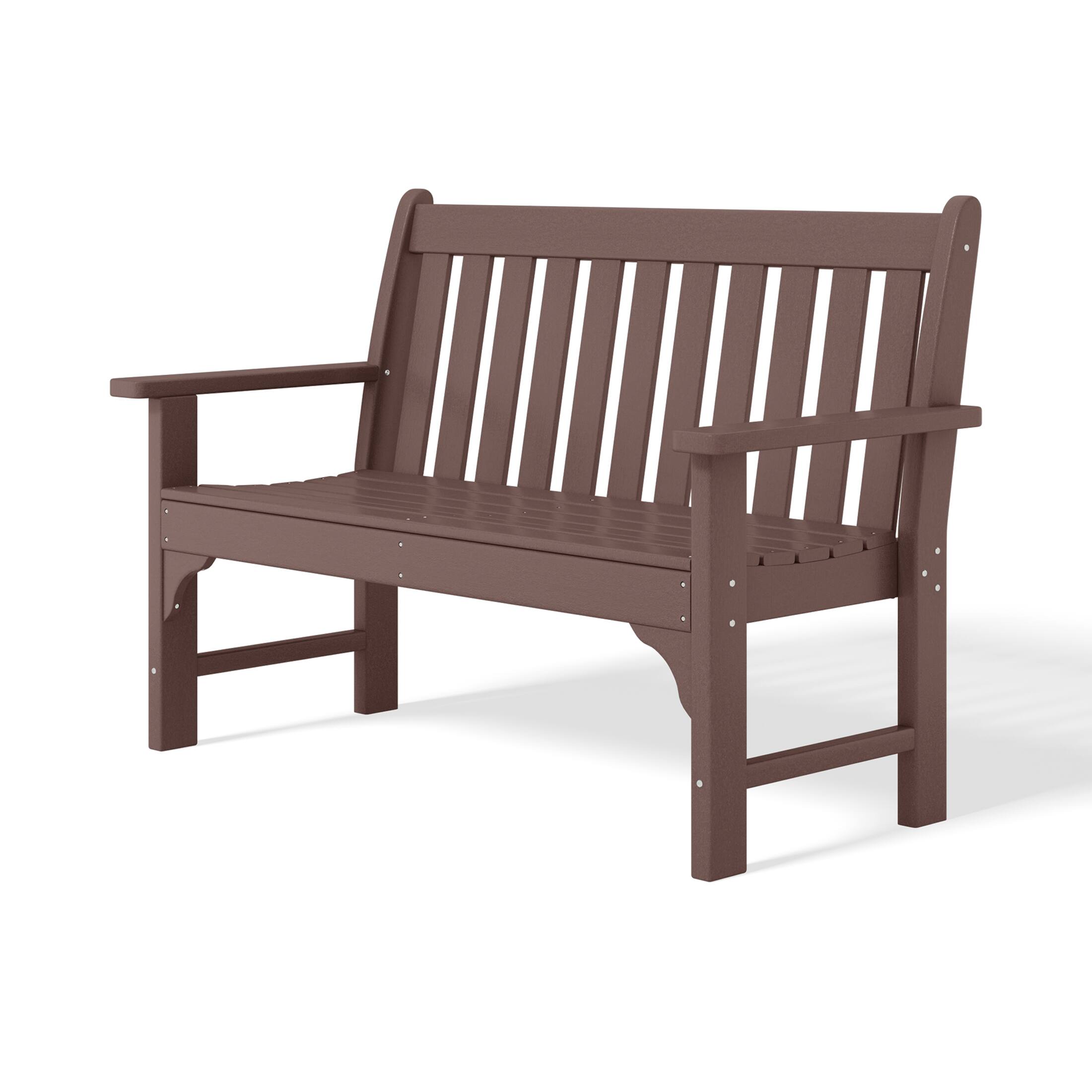 Alt View 3. WestinTrends - WestinTrends Malibu Outdoor 2-Person All-Weather HDPE Front Porch Garden Bench - Dark Brown.