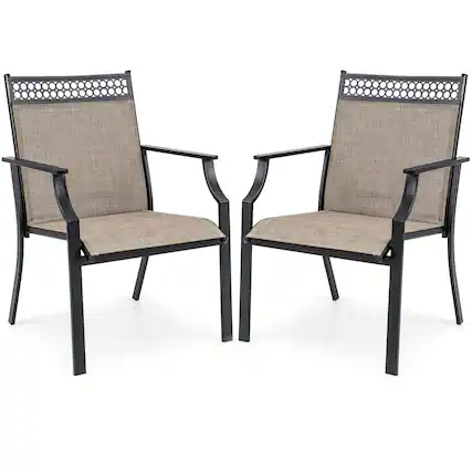 Front. Costway - Costway Patio Chairs Set of 2 with All Weather Breathable Fabric High Backrest Coffee - Coffee.