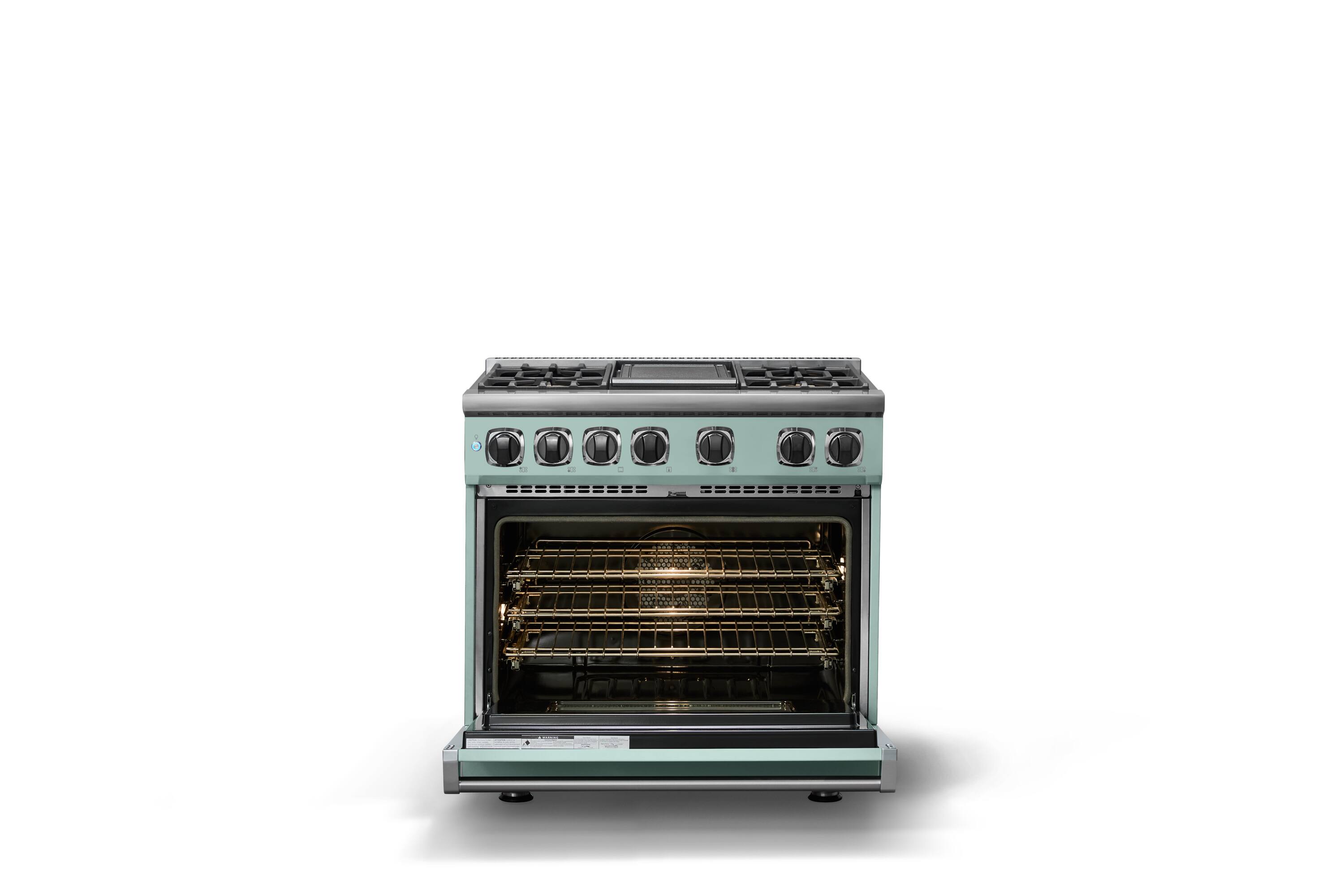 Alt View 2. Viking - 36 in. Wide 4 Burner Dual Fuel Sealed Burner Range with Griddle-LP - Splash.