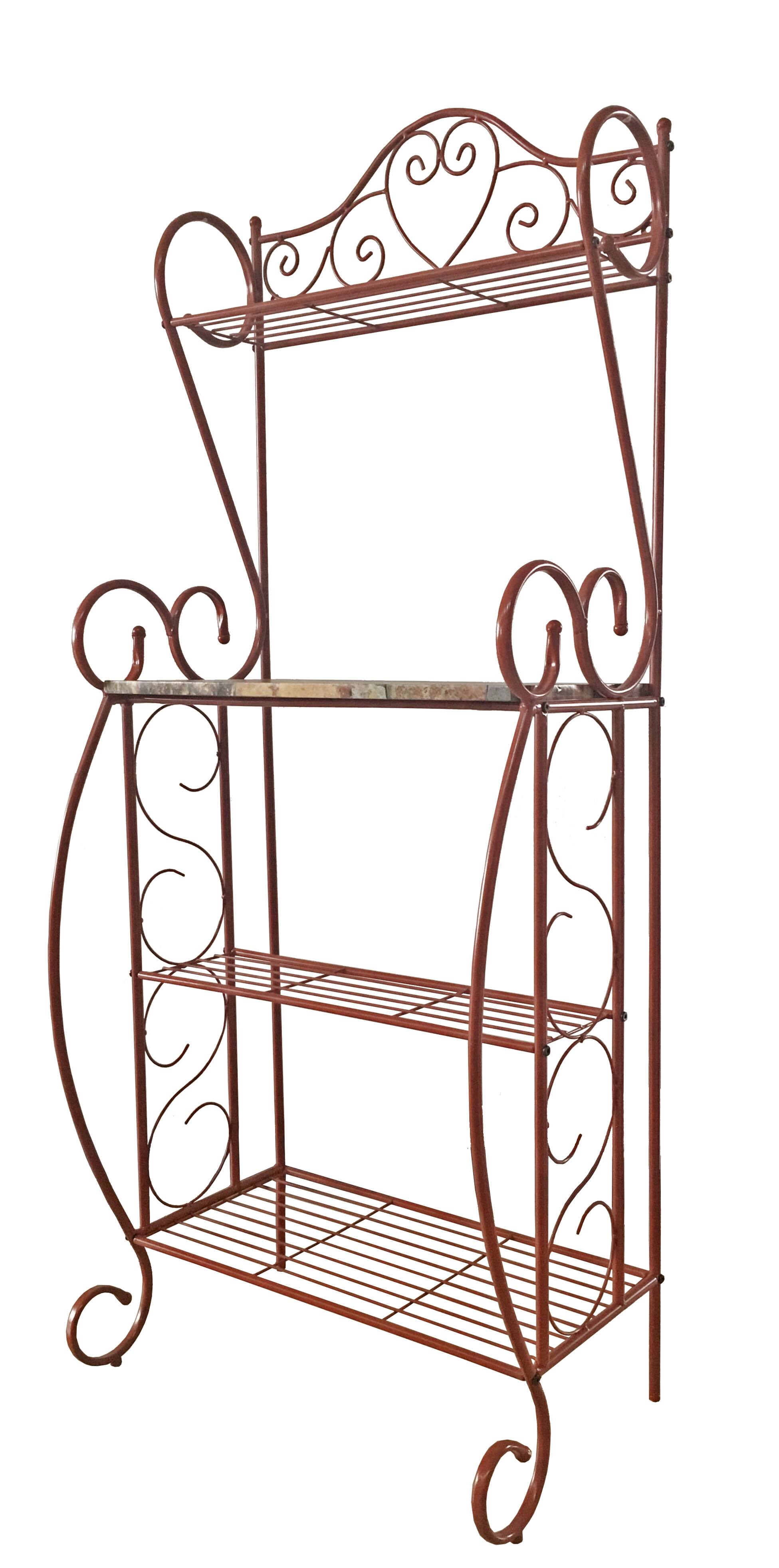 Alt View 1. Kings Brand Furniture - Kings Brand Furniture – Baker’s Rack for Kitchen with Storage Shelves, Coffee Bar, Microwave Stand, Orange - Orange.