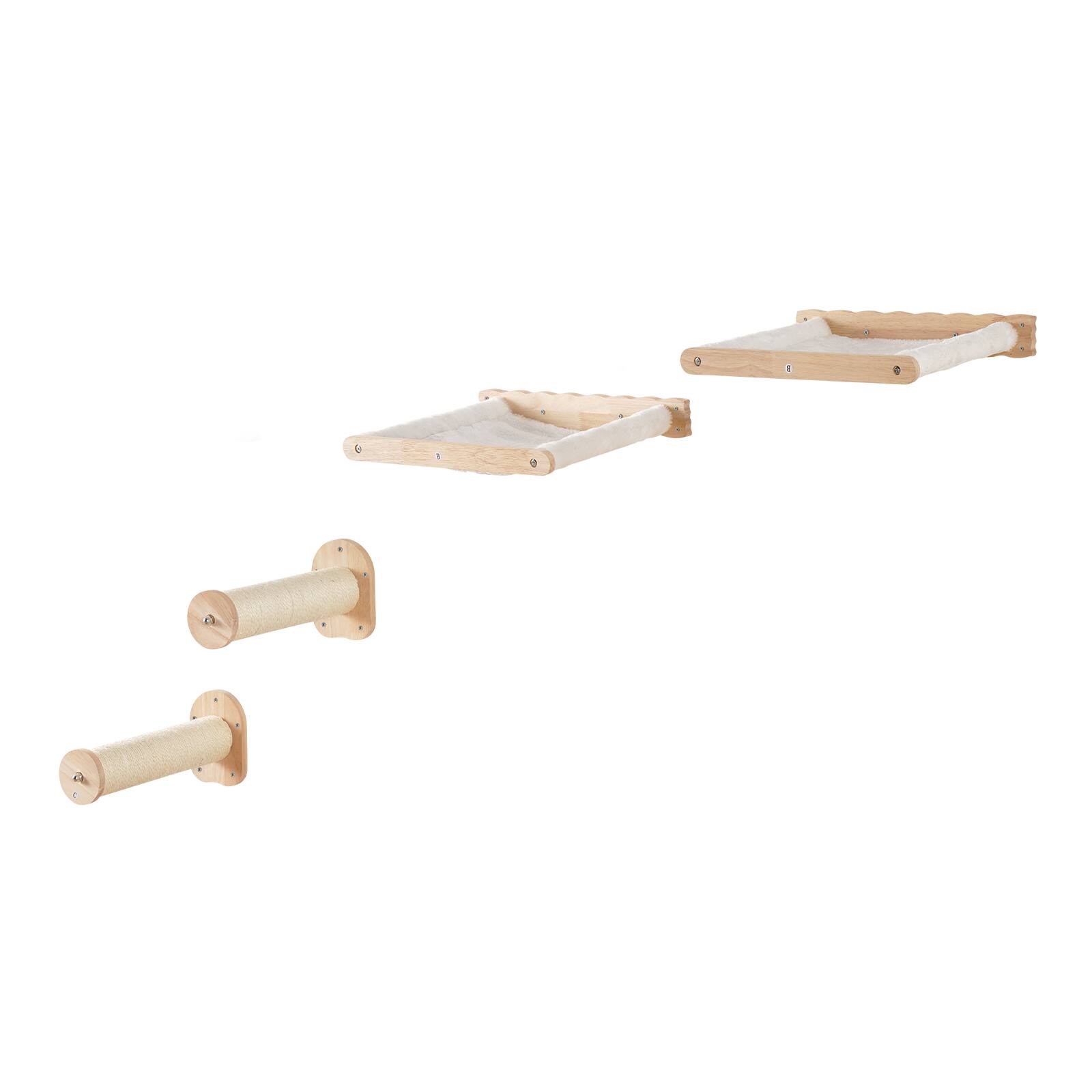 Alt View 5. VEVOR - Wall Mounted Cat Shelves, Cat Wall Shelves and Perches with Jumping Posts & Hammocks, Cat Furniture Set up to 40 lbs - Natural.