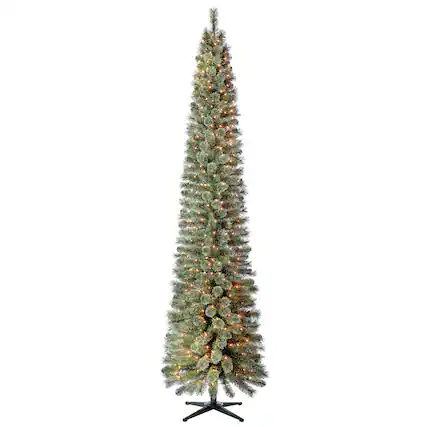 Front. Home Heritage - Home Heritage Stanley 9' Pine Artificial Christmas Tree, PreLit 500 White Lights - Green.