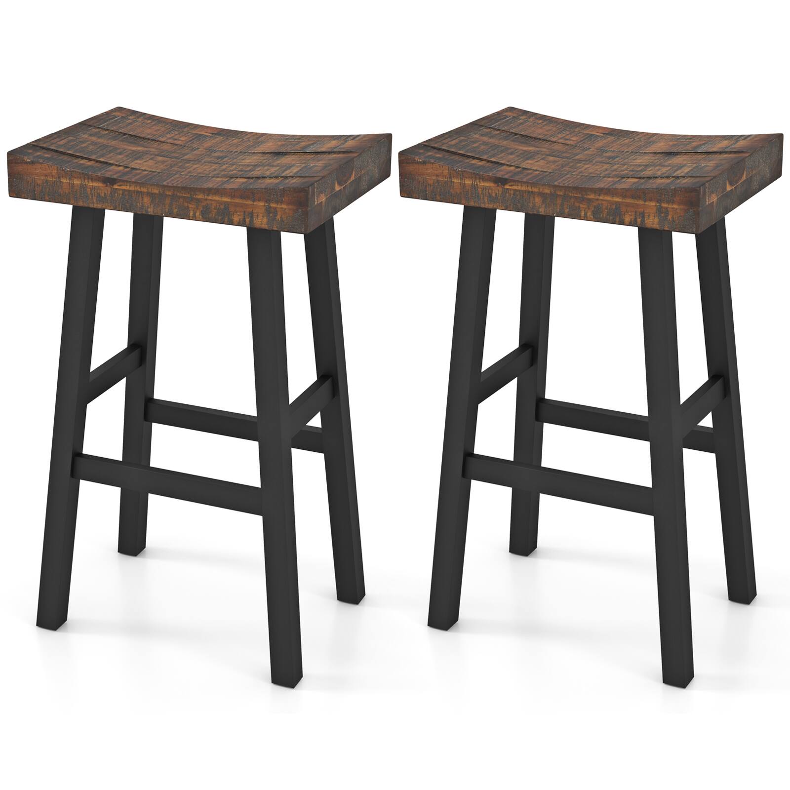 Alt View 9. Gymax - Gymax 29 Inch Bar Stools Set of 4 Bar Height Barstools w Saddle Seat - Brown, Black.