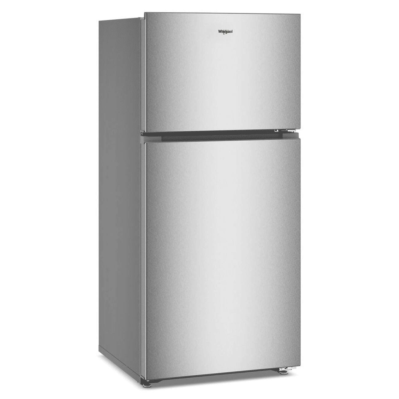 Angle. Whirlpool - 28 in. Wide 14.3 cu. ft. Top-Freezer Refrigerator with Total Coverage Cooling - Fingerprint-Resistant Stainless Finish.
