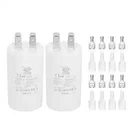 Unique Bargains - 2pcs 7.5uF CBB60 Run Capacitor, AC 450V 4 Pin Double Insert with Sheath Spring for Motor Start - White